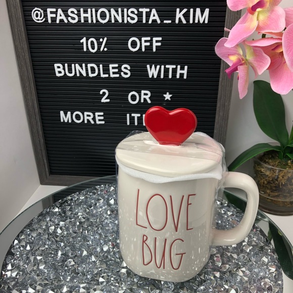 NEW Rae Dunn LOVE BUG Mug with heart topper - Picture 5 of 7
